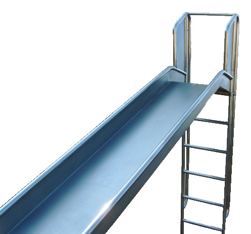 Freistehende Leiterrutsche aus Edelstahl - Außenbreite 50 cm - in drei Podesthöhen verfügbar
