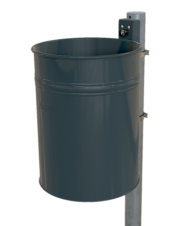 Rund-Abfallbehälter Modell 7000-10, pulverbeschichtet verstärkte Ausführung,  35 L