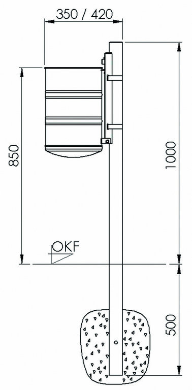 Rund-Abfallbehälter Modell 7003-01, feuerverzinkt, ungelocht, 20 L