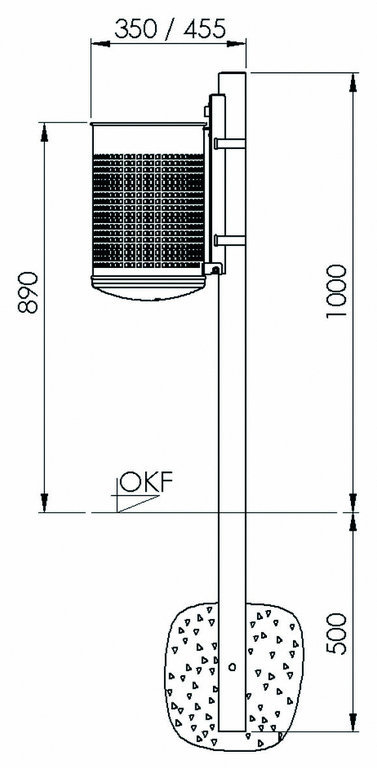 Rund-Abfallbehälter Modell 7014-00, feuerverzinkt, gelocht, 50 L