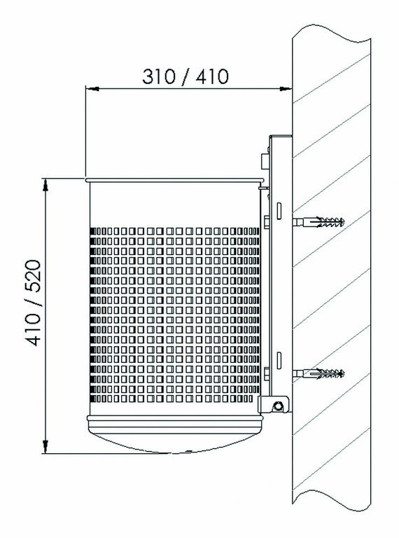 Rund-Abfallbehälter Modell 7014-00, pulverbeschichtet, gelocht, 50 L