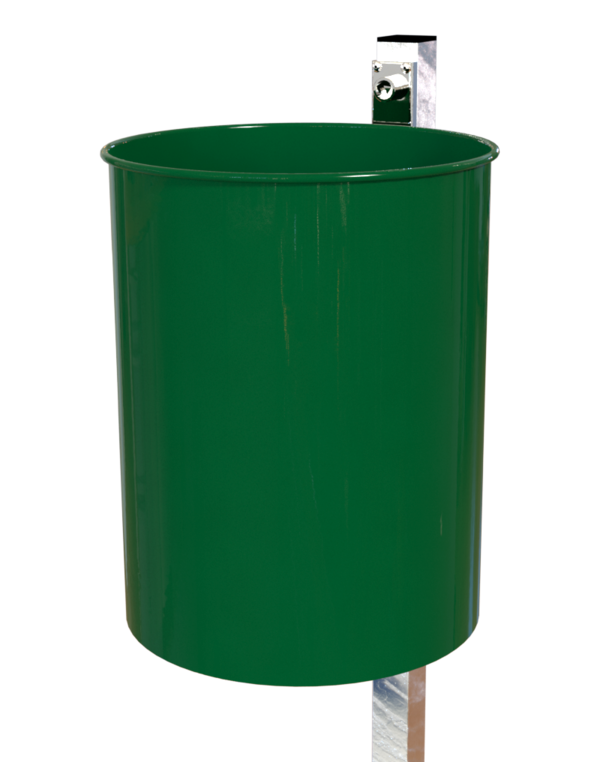 Rund-Abfallbehälter Modell 7019-00, pulverbeschichtet, inkl. Pfosten z. Einbetonieren, 25 L