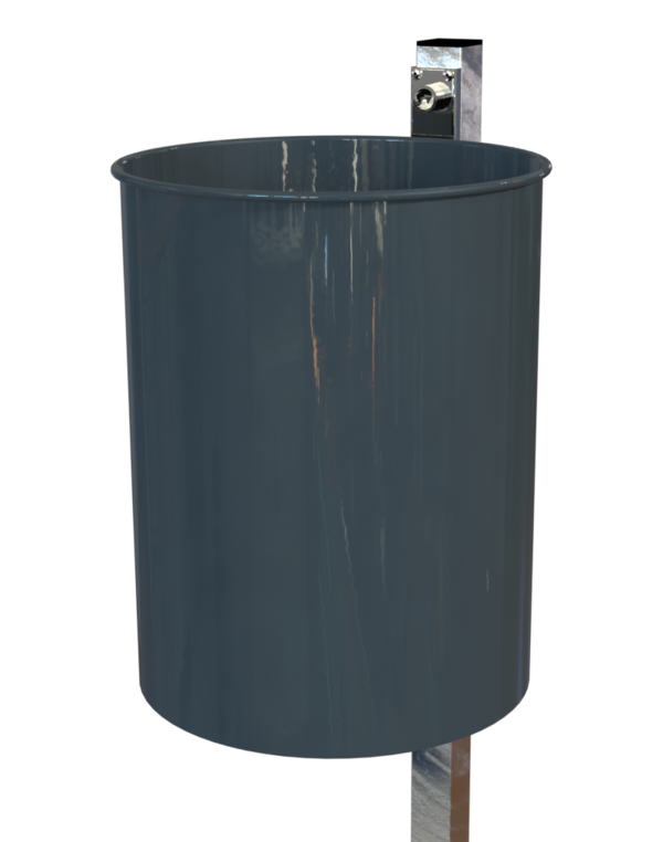 Rund-Abfallbehälter Modell 7019-00, pulverbeschichtet, inkl. Pfosten z. Einbetonieren, 25 L