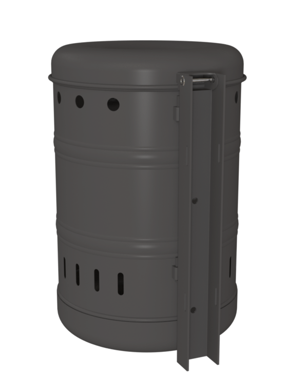 Rund-Abfallbehälter Modell 7023-00, pulverbeschichtet, gelocht mit Springdeckel, 35 L