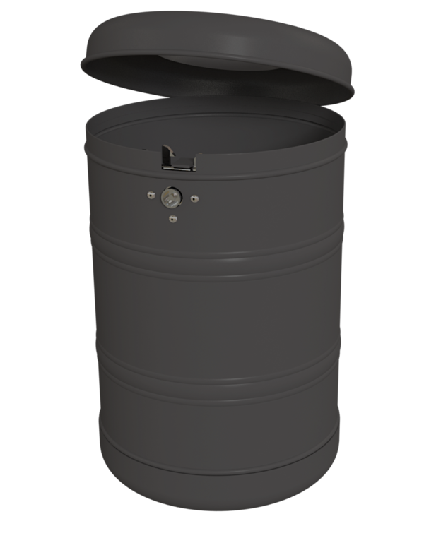 Rund-Abfallbehälter Modell 7023-01, pulverbeschichtet, ungelocht mit Springdeckel, 35 L