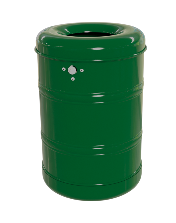 Rund-Abfallbehälter Modell 7023-01, pulverbeschichtet, ungelocht mit Springdeckel, 35 L