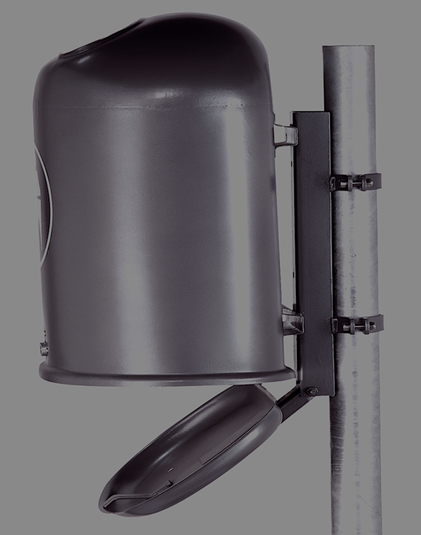 Ovaler Abfallbehälter Modell 7035-00 m. Bodenentleerung, pulverbeschichtet, 45 L