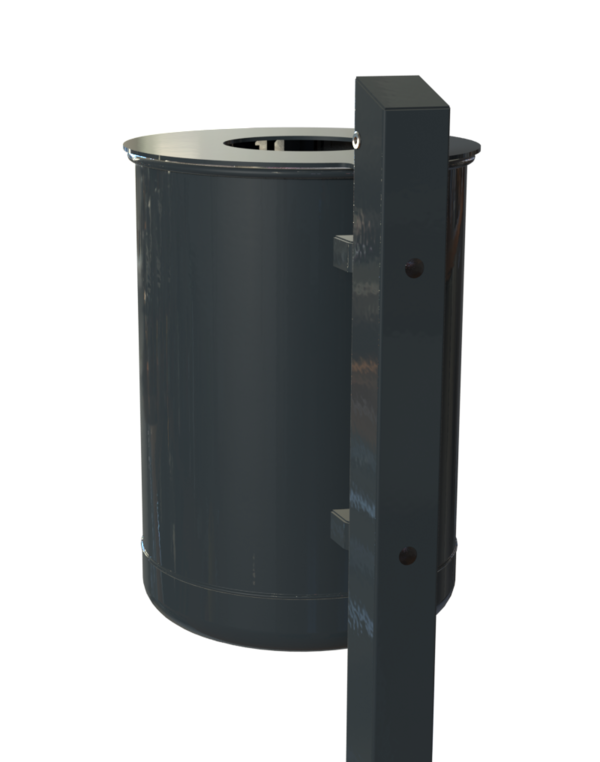 Rund-Abfallbehälter Modell 7038-15, pulverbeschichtet, inkl. Pfosten z. Einbetonieren, 35 L