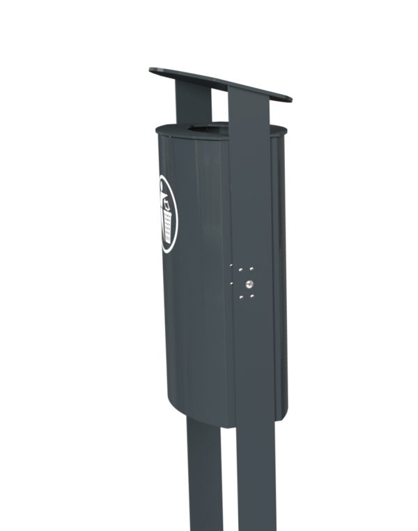 Stand-Abfallbehälter Modell 7092-15, pulverbesch., m. Haube u. Müllsackhalter, z. Einbeton., 70 L