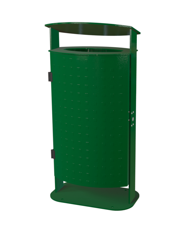 Stand-Abfallbehälter Modell 7092-40 pulverbeschichtet m. Pult Haube, Noppenblech, z. Aufschr., 70 L