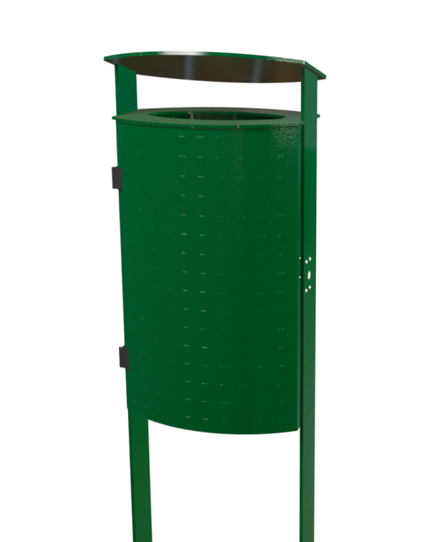 Stand-Abfallbehälter Modell 7092-60 pulverbeschichtet m. Haube, Noppenblech, z. Einbetonieren, 70 L