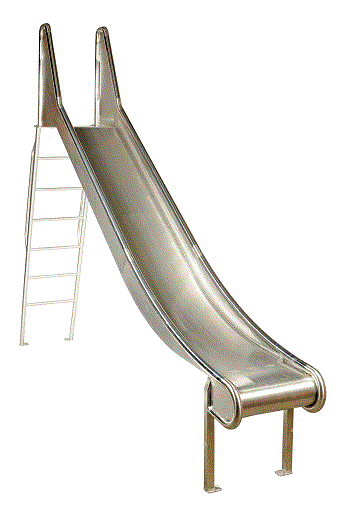 Leiterrutsche  mit  Edelstahlrutschfläche mit  Ohren, Länge: 2,20 m, komplett Edelstahl