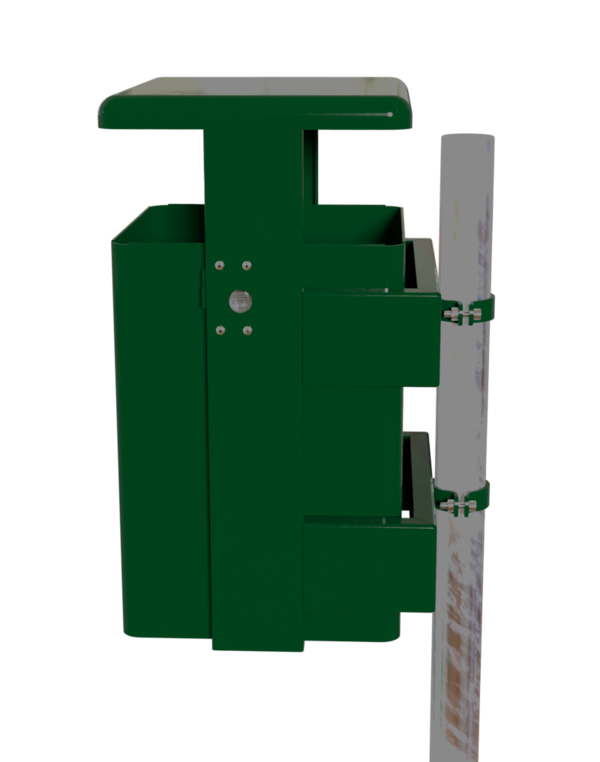 Rechteck-Abfallbehälter Modell 7083-50, pulverbeschichtet mit Abdeckhaube, 40 L