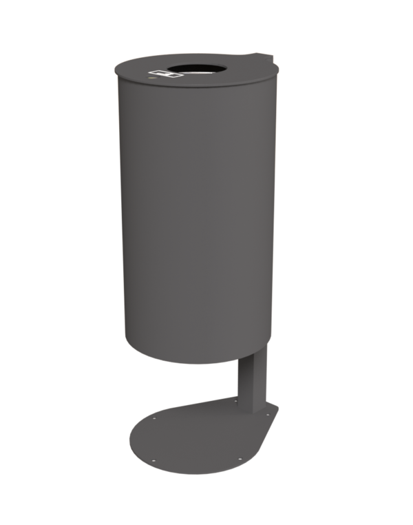 Rund-Abfallbehälter 7705-30 - 60 L -  mit Ascher pulverbeschichtet mit Bodenplatte zum Aufschrauben