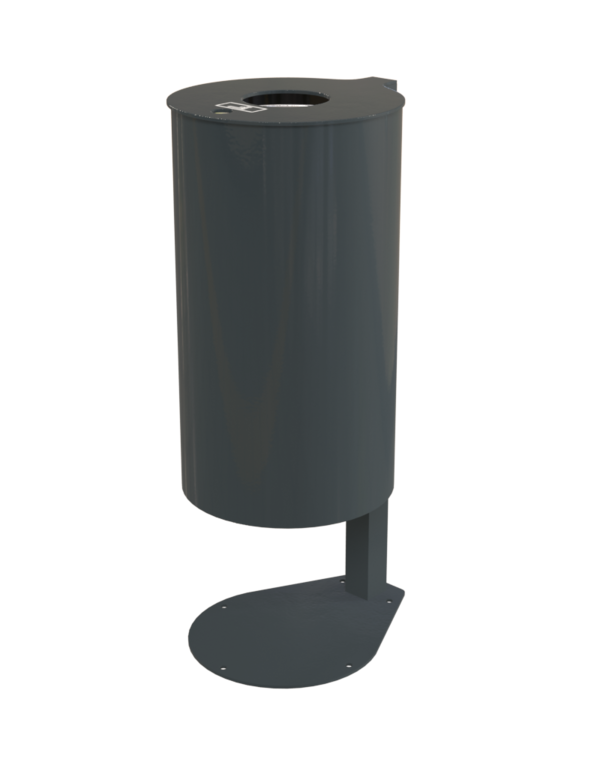 Rund-Abfallbehälter Modell 7705-30, pulverbesch, Bodenplatte zum Aufschrauben, 60 L, mit Ascher