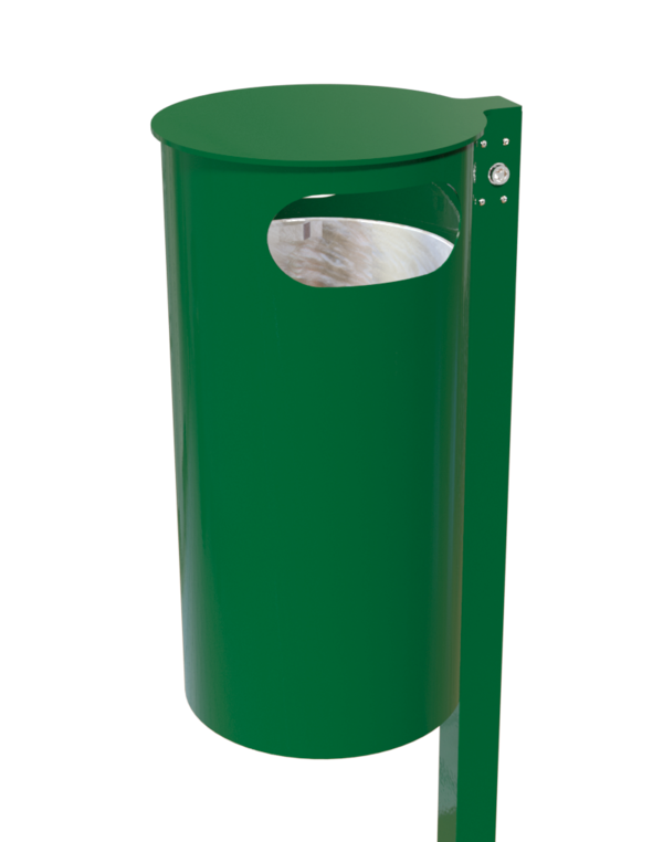 Rund-Abfallbehälter Modell 7706-00, pulverbeschichtet, inkl. Pfosten z. Einbetonieren, 60 L