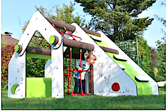 Spielhaus - Harmony - "Kletterbutze" in weißhellgrün - freie Fallhöhe 1,48 m