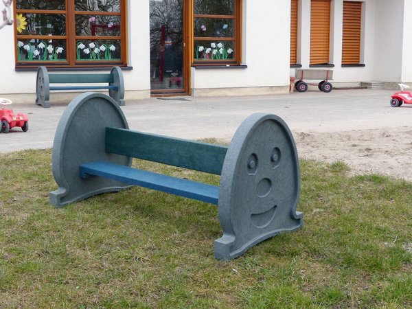 Kinderbank Pippolino aus hanit® in Grau-Blau-Grün - Breite 150 cm - Sitzhöhe verstellbar