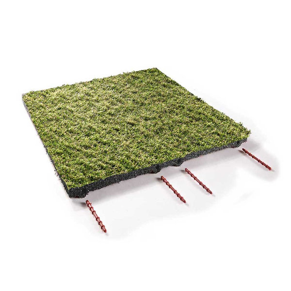 Teppichplatte 30 mm - naturgrün - 500 x 500 x 30 mm - SBR-Gummigranulat mit Polygras