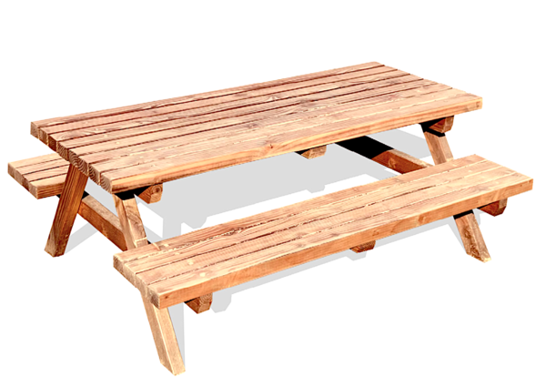 Kita Bank-Tisch-Kombi-Holz - wahlweise aus Lärche oder Robinie